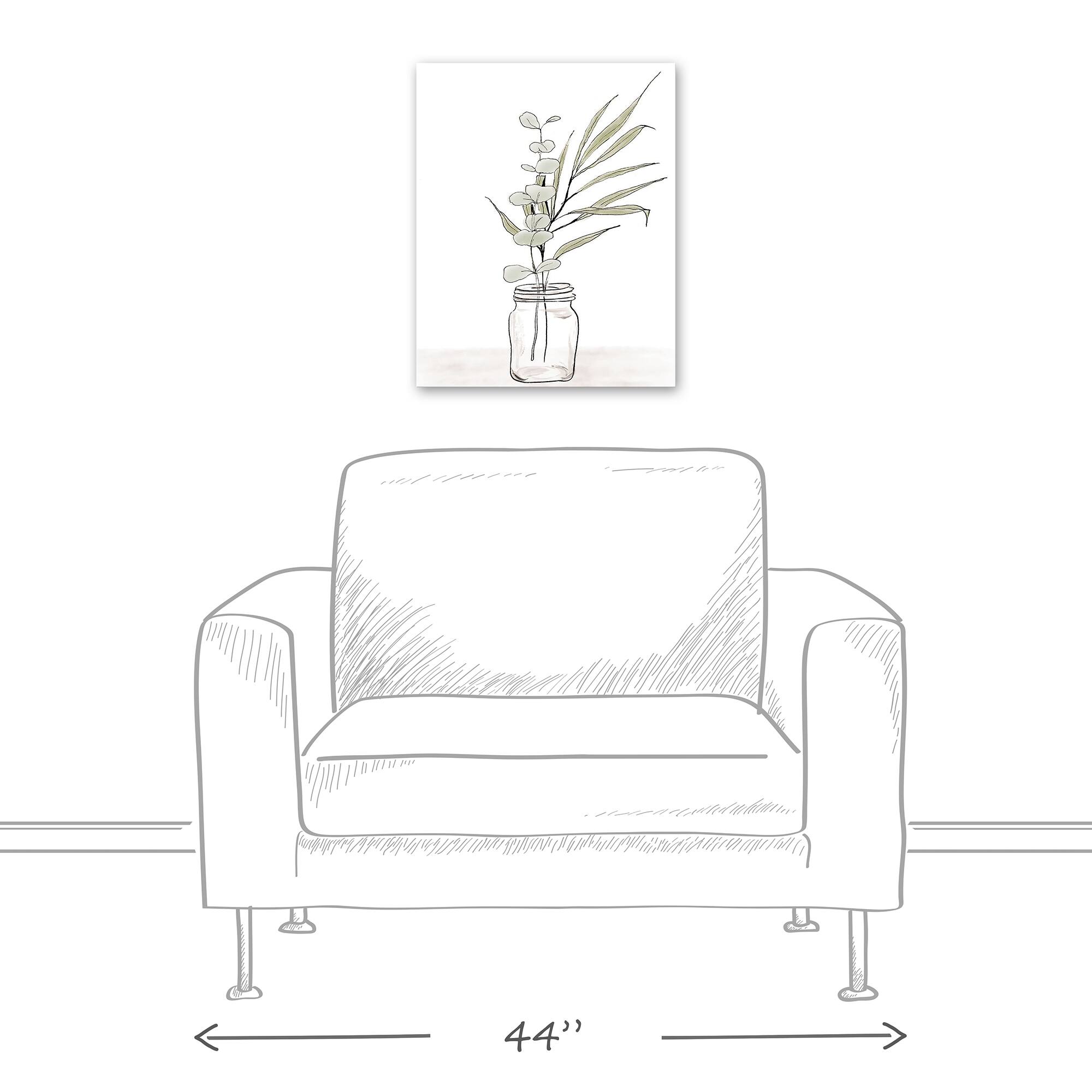 Sketched Jar with Leaves 16" x 20" Canvas Wall Art